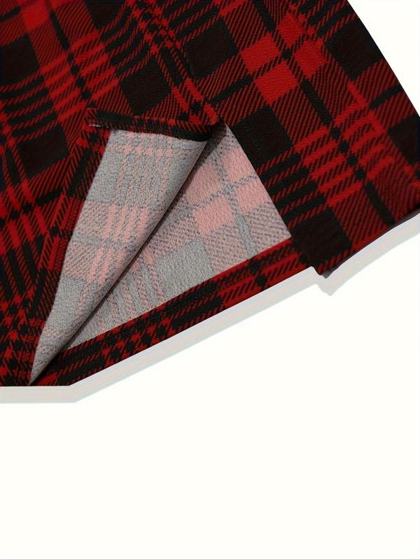 Women's Plaid Print Split Hem Bodycon Skirt, Casual Fashion Short Skirt for Daily Wear Vacation Holiday, Ladies Summer Bottoms