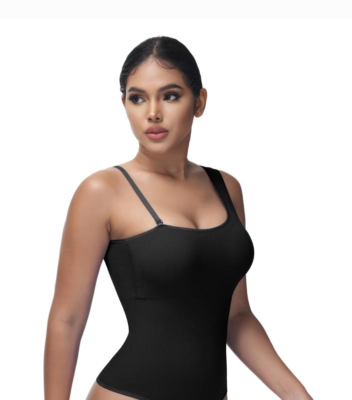 Soo slick Shapewear Bodysuit for Women Tummy Control Mono Strap Bodysuit Thong Sculpting with Removable Padding and Straps Womenswear Underwear Tops Lady Comfort Mono Strap Sleeveless Minimalist Basic