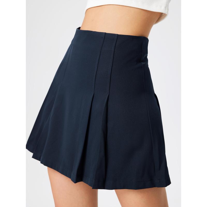 Cider [5 colors, Size 0-26] Solid Mid Waist Pleated Mini Skirt