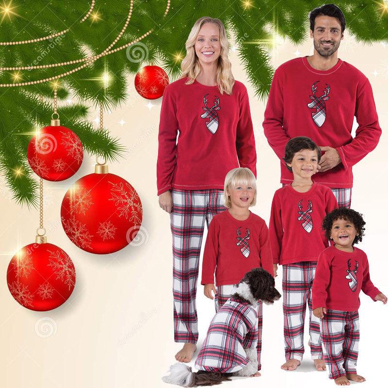 Christmas Family Matching Clothes Deer Print Family Christmas Pajamas Set Adult Kid Girl Sleepwear Nightwear Homewear Xmas Pj's Clothes Womenswear Baby