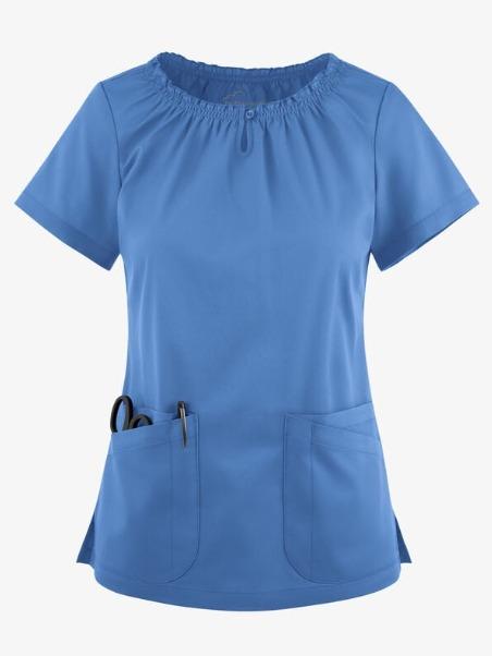 Butter-Soft STRETCH Women's 6-Pocket Short Sleeve Peasant Style Scrub Top