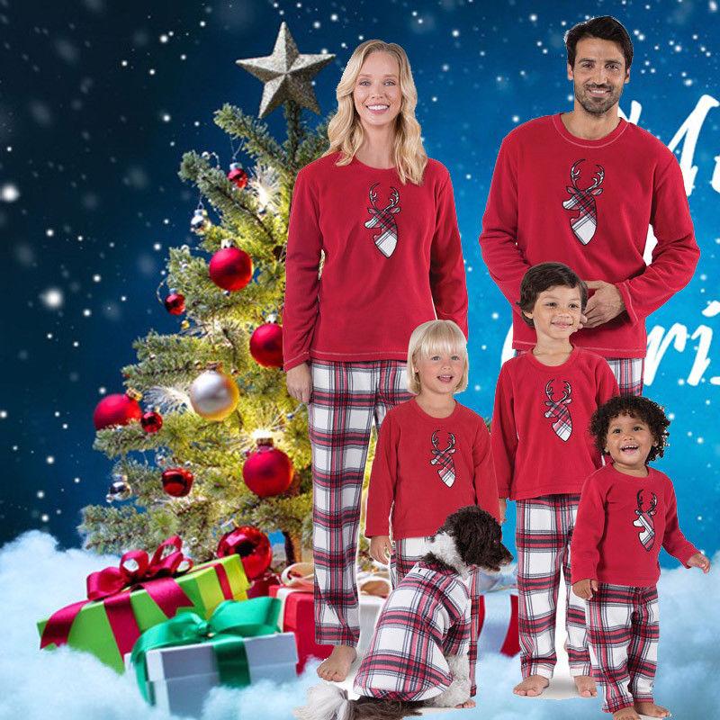 Christmas Family Matching Clothes Deer Print Family Christmas Pajamas Set Adult Kid Girl Sleepwear Nightwear Homewear Xmas Pj's Clothes Womenswear Baby