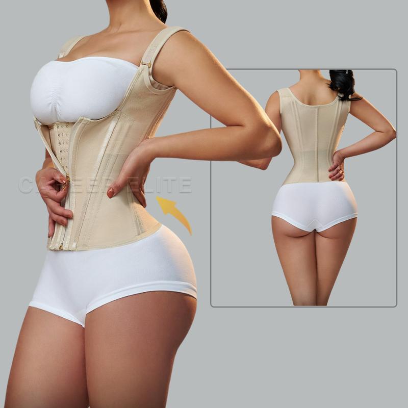 Fajas Colombians Girdles With Row Buckle and Zipper Postpartum Corset Waist Trainer Body Shaper For Women Sexy Shaping Curve