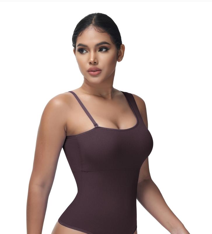 Soo slick Shapewear Bodysuit for Women Tummy Control Mono Strap Bodysuit Thong Sculpting with Removable Padding and Straps Womenswear Underwear Tops Lady Comfort Mono Strap Sleeveless Minimalist Basic