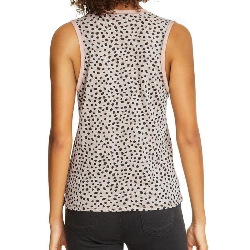 Dokotoo Womens Leopard Print Tank Tops Crewneck Sleeveless Summer Casual T-Shirts Blouses