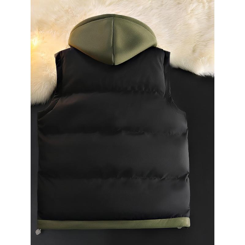 Luxury Faux Two-Piece Vest Jacket - Hooded, Zip-Up, Polyester - Perfect for Fall Winter Outings