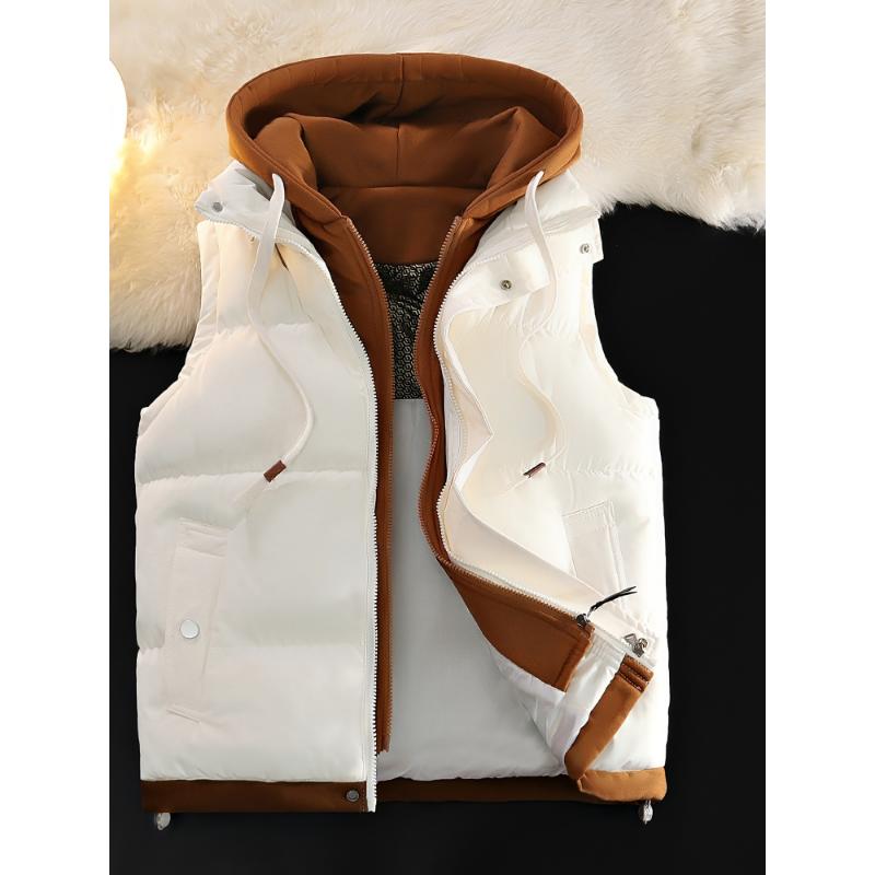 Luxury Faux Two-Piece Vest Jacket - Hooded, Zip-Up, Polyester - Perfect for Fall Winter Outings