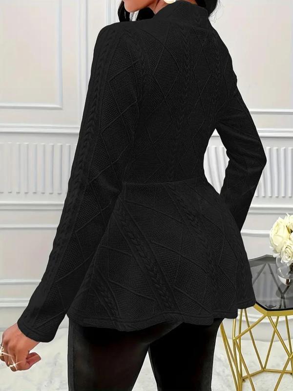 Women's Textured Button Front Blazer, Elegant Long Sleeve Slim Outerwear for Fall, Blazers for Women, Fall Jackets Ladies Clothes for Work Office Business