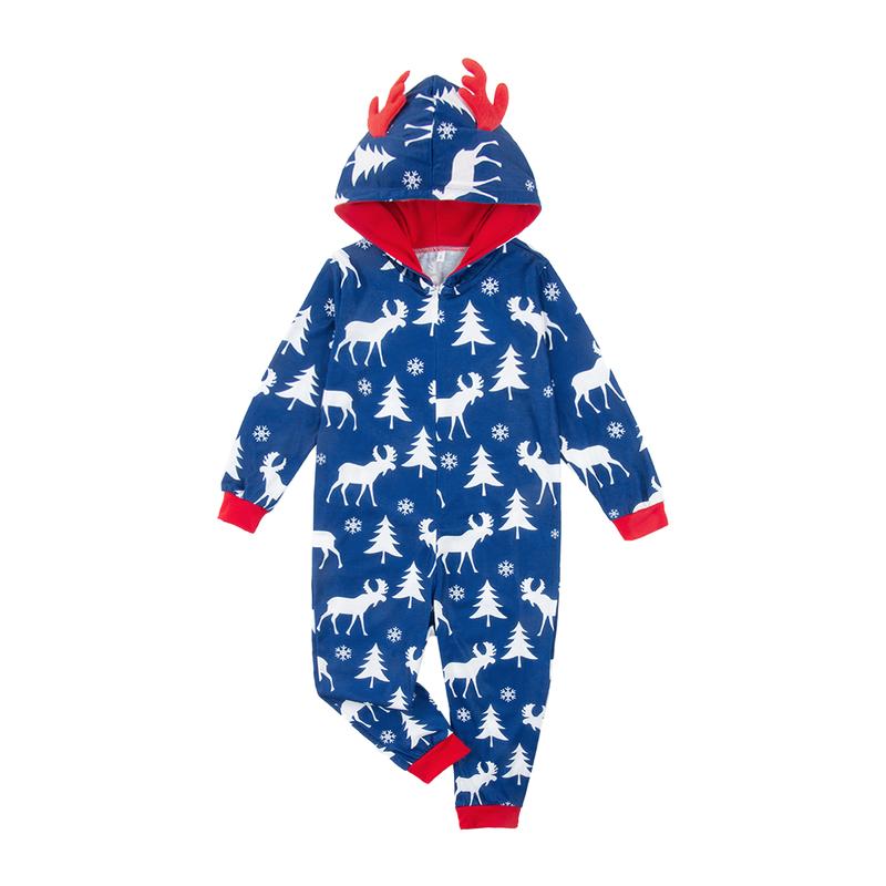 Matching Family Christmas Onesies Pajamas Sets Elk Hooded Romper PJ's Zipper Jumpsuit Loungewear