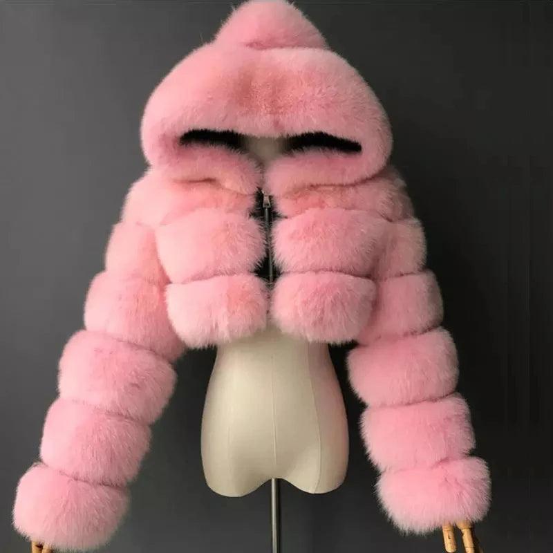 High Quality Furry Cropped Faux Fur Coats and Jackets