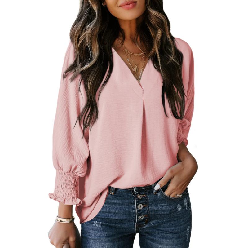 Dokotoo Womens Tunic Tops V Neck Casual Loose 3 4 Sleeve Shirts Dressy Blouses Tops Overiszed T Shirts