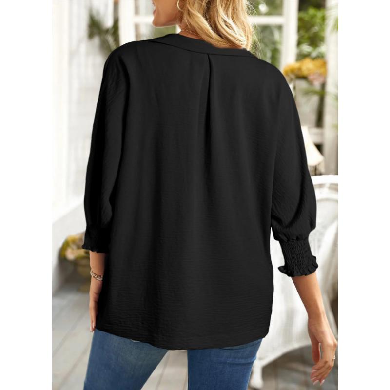 Dokotoo Womens Tunic Tops V Neck Casual Loose 3 4 Sleeve Shirts Dressy Blouses Tops Overiszed T Shirts