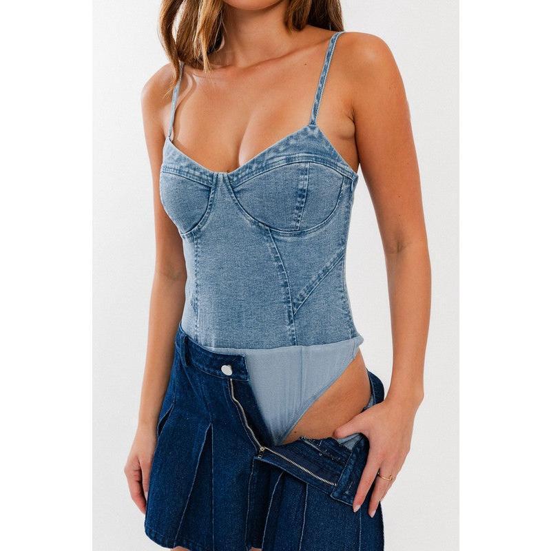 Denim Bustier Bodysuit