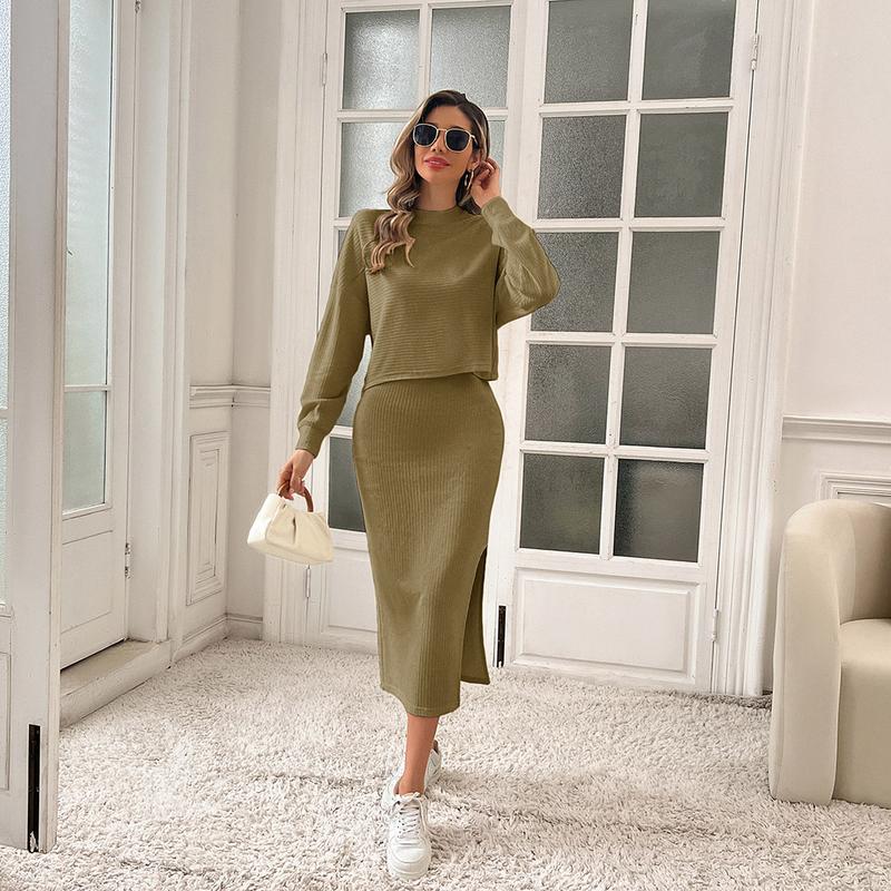 Grace Karin Women Outfits Long Sleeve new two-piece set  Comfort Basic Round Neck Crewneck Minimalist Gamis Longsleeves Gamis Longsleeves