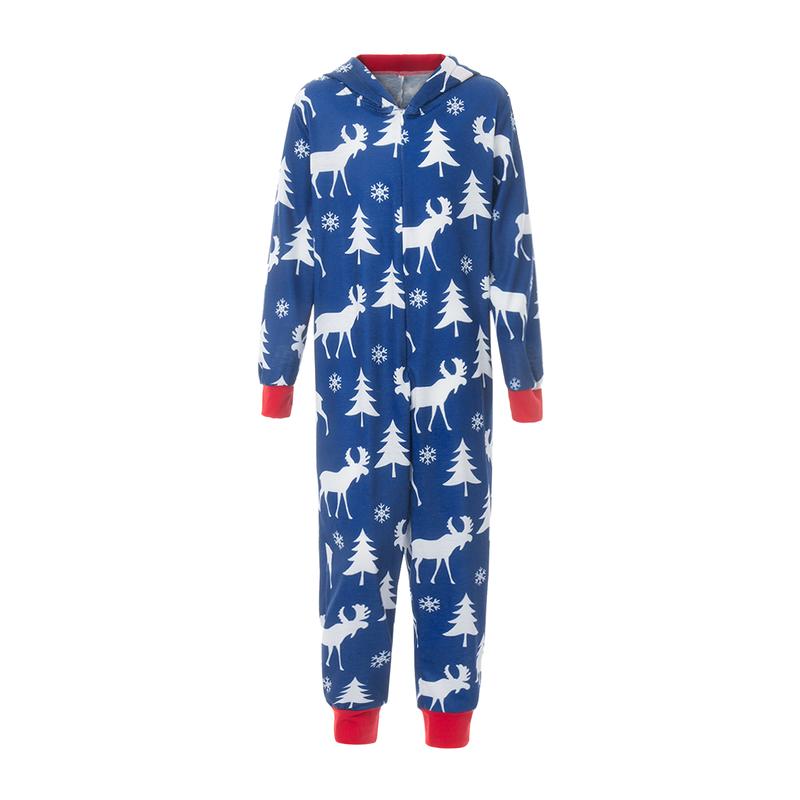 Matching Family Christmas Onesies Pajamas Sets Elk Hooded Romper PJ's Zipper Jumpsuit Loungewear