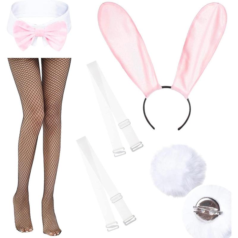 Womens Bunny Costume Girl Suit One count Bodysuit Halloween Cosplay Catsuit Bunny band Stockings Set