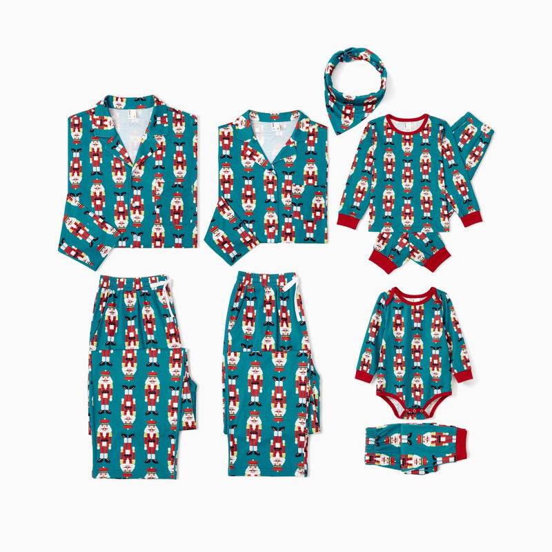 PatPat Christmas Family Matching Allover Nutcracker Pattern Collared Pajamas Sets