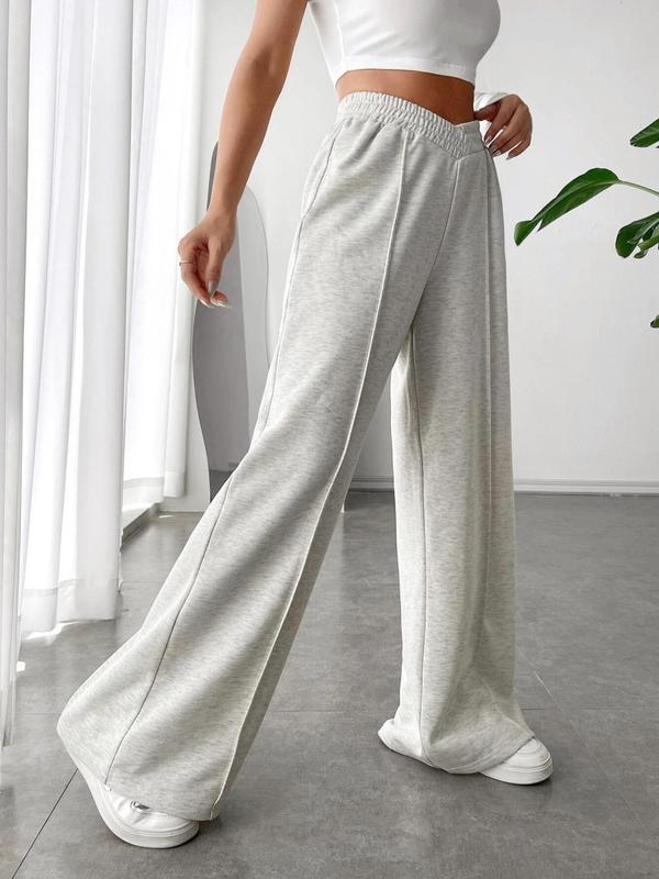 Women's Asymmetrical High Waist Wide Leg Sweatpants, Comfy Straight Leg Trousers, Fall Pants, Sweatpants Streetwear, Pants for Women, Lady's Fall Bottoms for Daily Wear, Womenswear, Downtown Girl Clothes