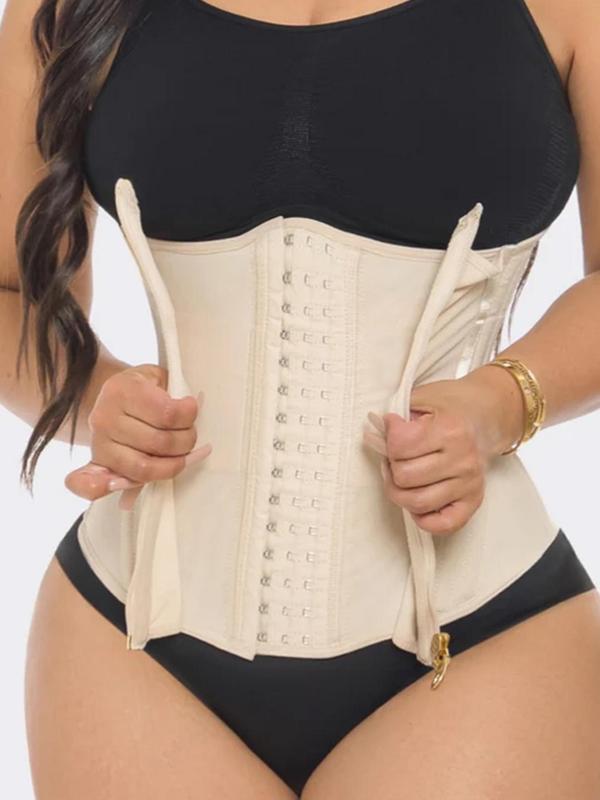 Women's Solid Zipper Front Waist Trainer, High Stretch Tummy Control Shaper, Tummy Tuck Shaper for Postpartum Recovery, Waist Trainer Shaper, Women's Shapewear for Daily Wear