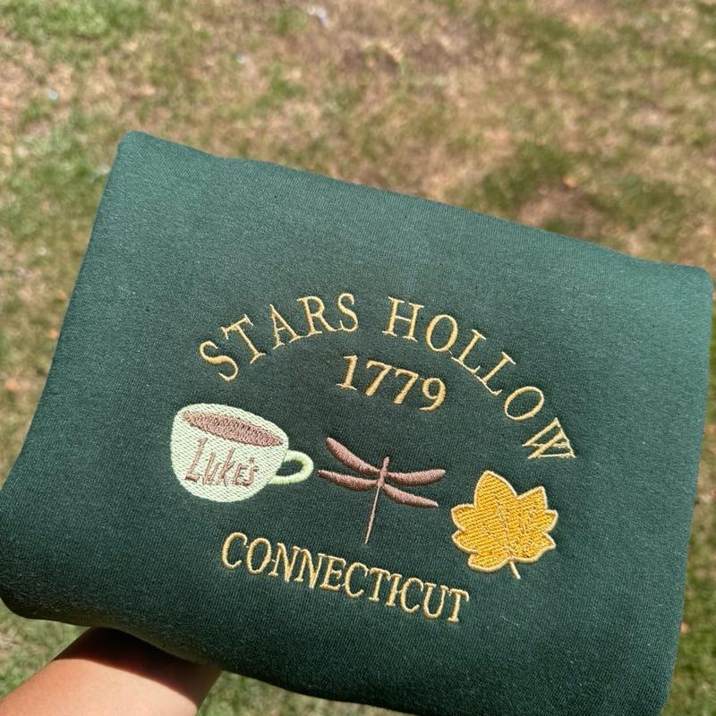 Embroidered Sweatshirt, Fall Embroidered Sweatshirt, Sweatshirt Stars Hollow