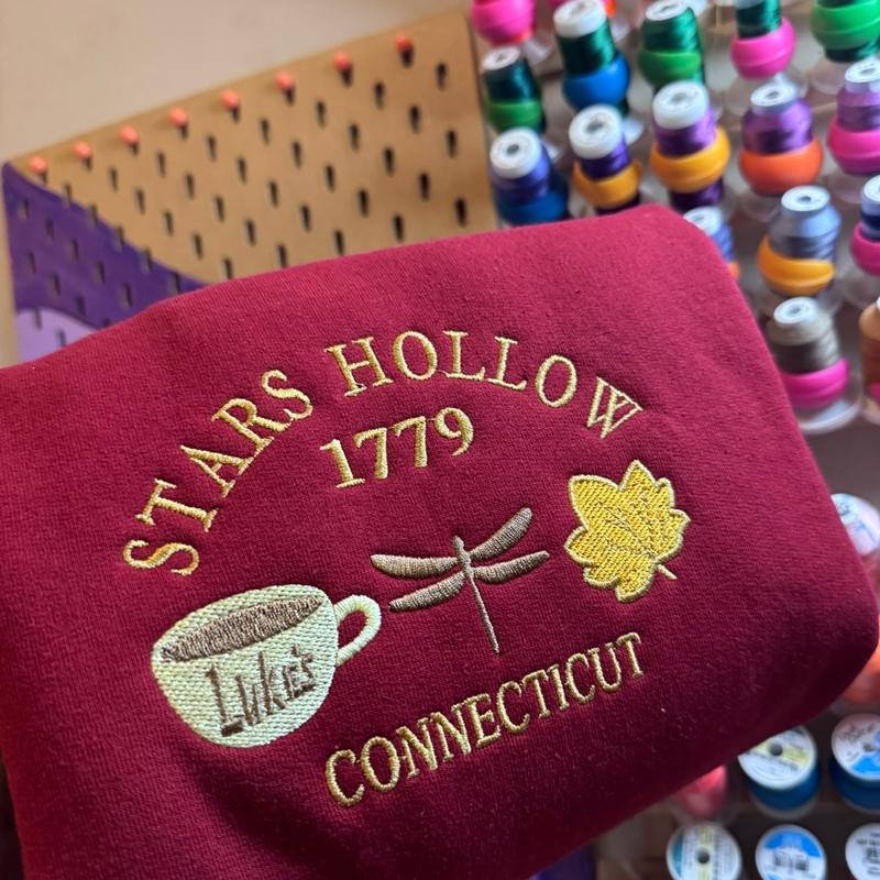 Embroidered Sweatshirt, Fall Embroidered Sweatshirt, Sweatshirt Stars Hollow