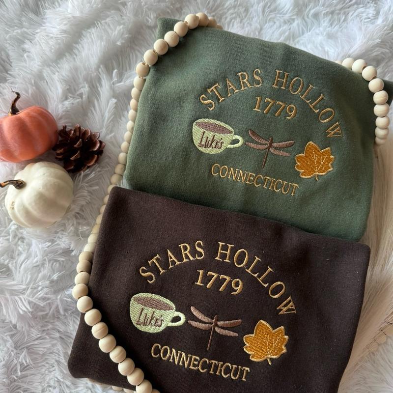 Embroidered Sweatshirt, Fall Embroidered Sweatshirt, Sweatshirt Stars Hollow