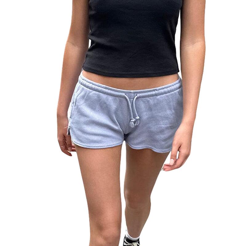 Women’s Drawstring Shorts Casual Elastic Low Waist Solid Color Lounge Shorts Going Out Pants