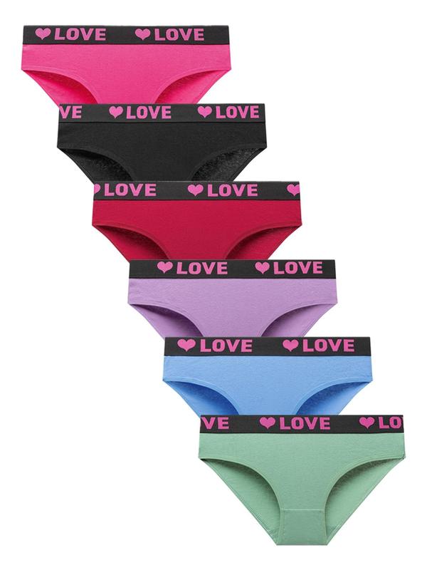 Women's Heart & Letter Tape Knicker, Soft Comfy Breathable Panty, Summer Panties, Underwear for All Seasons Daily Wear, Underwear for Women, Summer Wear 2024