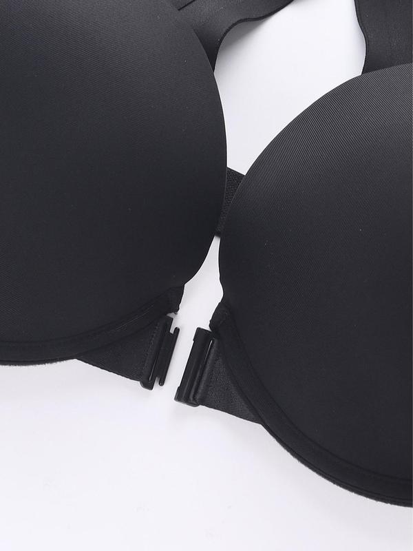 Women's Solid Color Cut Out Backless Push Up Bra, Comfortable Breathable Underwire Bra, Soft Lift Bra for Daily Wear