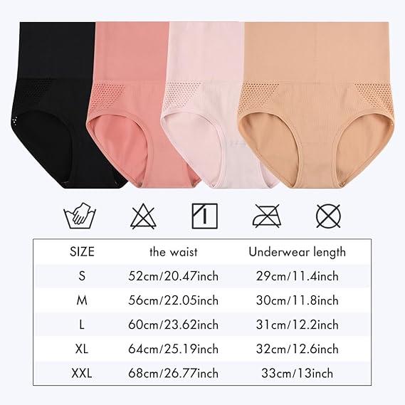 3pcs Ladies Seamless High Waist Sexy Panties, Tummy Tuck Breathable Mesh Triangle Pants Womenswear Comfort