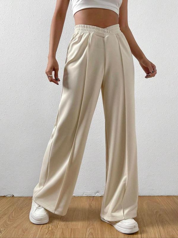 Women's Asymmetrical High Waist Wide Leg Sweatpants, Comfy Straight Leg Trousers, Fall Pants, Sweatpants Streetwear, Pants for Women, Lady's Fall Bottoms for Daily Wear, Womenswear, Downtown Girl Clothes