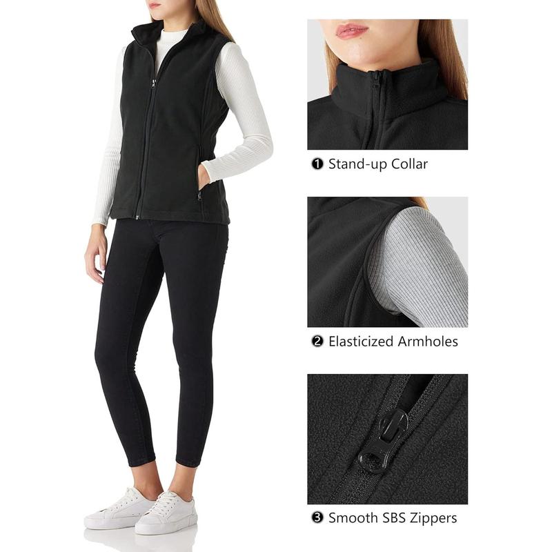 Women's Polar Fleece Zip Vest Outerwear with Pockets,Warm Sleeveless Coat Vest for Fall  Winter