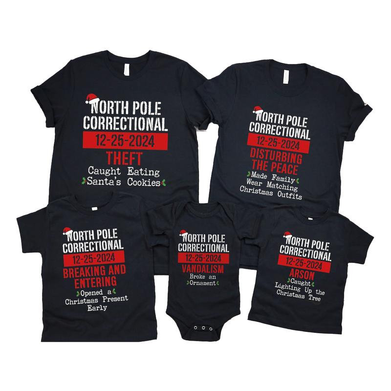 Matching Family Christmas Shirts, North Pole Correctional, Funny Group Christmas Shirt, Funny Holiday Shirts, Xmas Pjs Tee, Christmas Saying Shirt