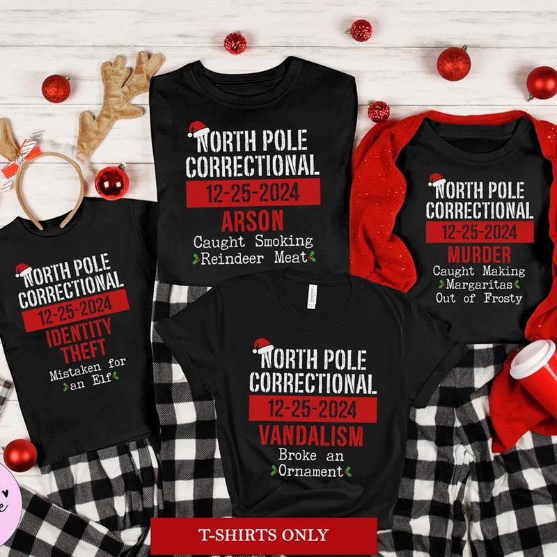 Matching Family Christmas Shirts, North Pole Correctional, Funny Group Christmas Shirt, Funny Holiday Shirts, Xmas Pjs Tee, Christmas Saying Shirt