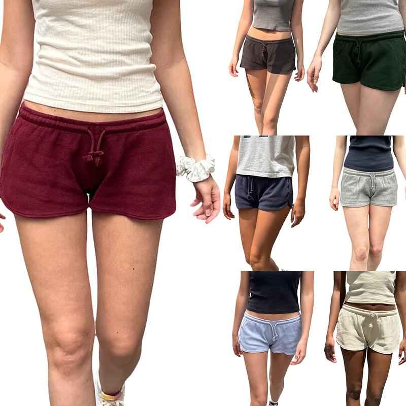 Women’s Drawstring Shorts Casual Elastic Low Waist Solid Color Lounge Shorts Going Out Pants