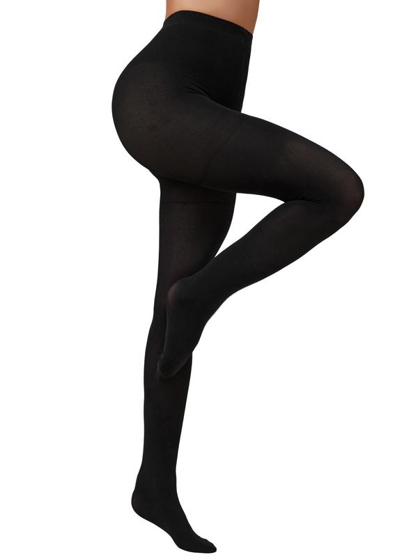 Women's Solid High Waist Compression Tights, Casual Comfy Breathable High Stretch Pantyhose for Daily Wear, Ladies Tights for Fall & Winter