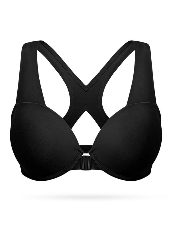 Women's Solid Color Cut Out Backless Push Up Bra, Comfortable Breathable Underwire Bra, Soft Lift Bra for Daily Wear