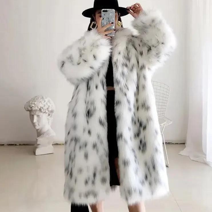 2024 European American Fur Jacket Women's Long Sleeve Fox Fur Jacket Long Waistless Clothing Womenswear Coats Tops Comfort Outerwear Longsleeves Maternity Womenswear Coats Womenswear Coats Womenswear Coats Womenswear Coats Womenswear Coats