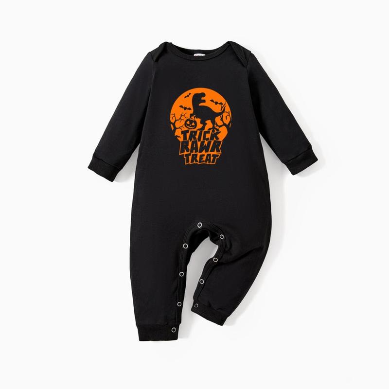 PatPat Halloween Family Matching Spooky Dinosaur Graphic Trick or Treat Tops