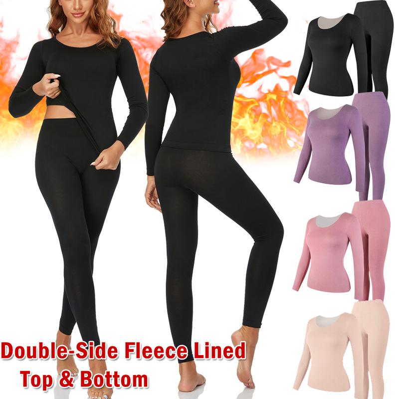 Womens Thermal Underwear Set, Soft Warm Long Johns Base Layer Set For Women with Fleece Lined Long Sleeve Top Bottom Cold Weather Ski