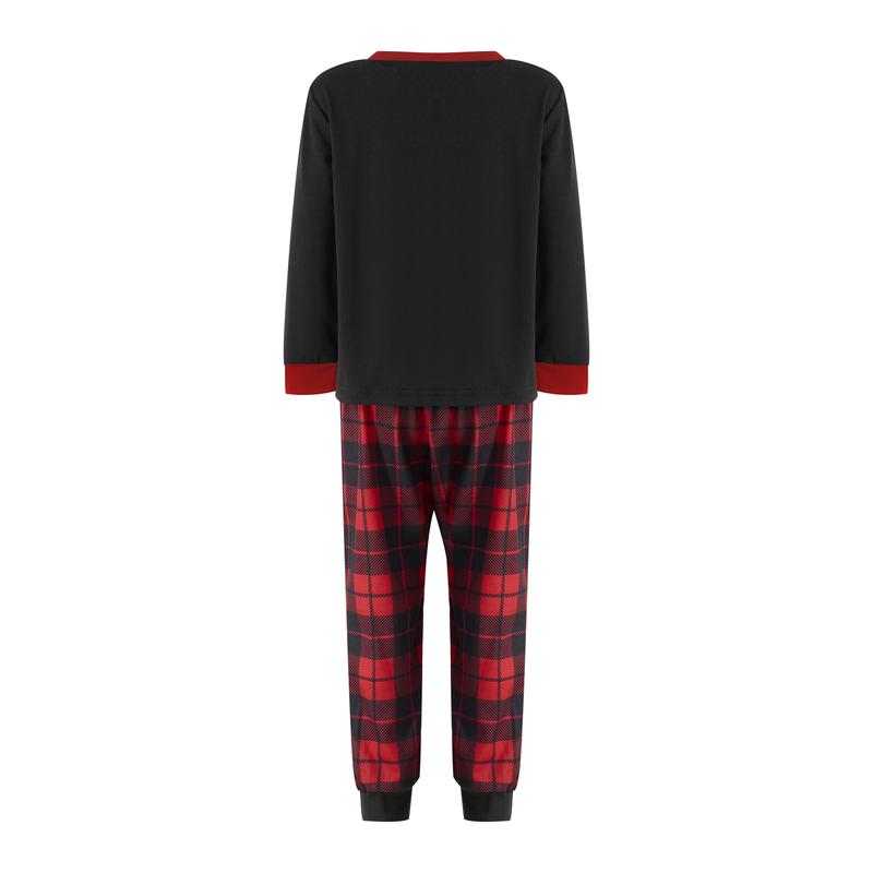 Christmas family 2-piece pajamas set Christmas letter home clothes T-shirt with Christmas plaid pants pajamas Crewneck Long Sleeve