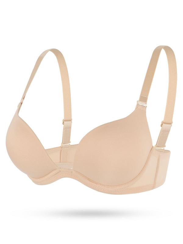 Women's Solid Color Basic Minimalist Bra Includes 2 Pairs Adjustable Shoulder Straps & 2pcs Bra Extenders, Plain Casual Comfort Lingerie Top for Party Wedding Daily, Lingerie for All Seasons