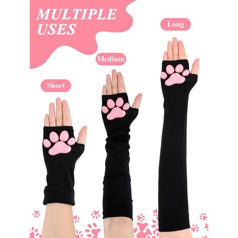 Cute Cat Paw Gloves Mittens 3D Cat Claw Pad Gloves Halloween Cat Gloves Kawaii Cosplay 3D Kitten Paw Pad Toe Beans Mittens for Women Cosplay Halloween