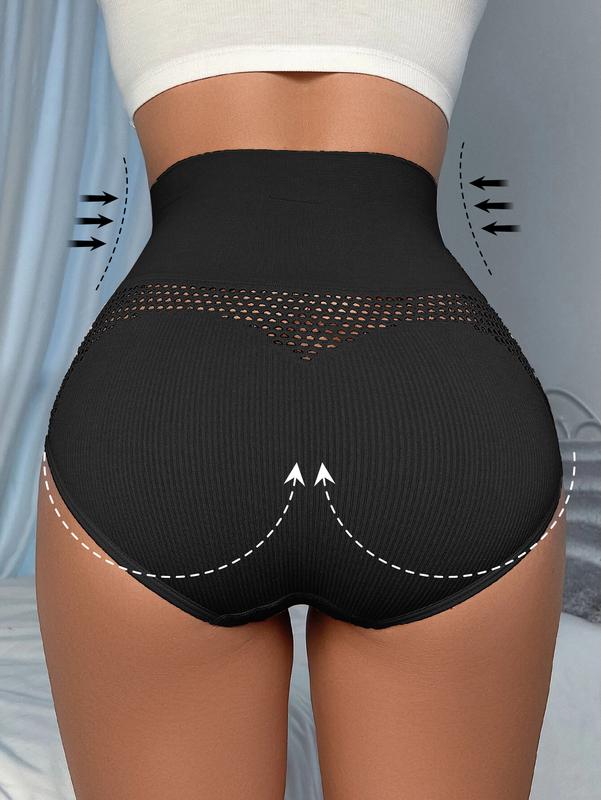 3pcs Ladies Seamless High Waist Sexy Panties, Tummy Tuck Breathable Mesh Triangle Pants Womenswear Comfort