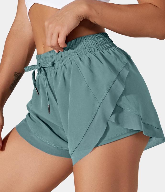 Halara Drawstring Contrast Flowy Mesh 2-in-1 Shorts