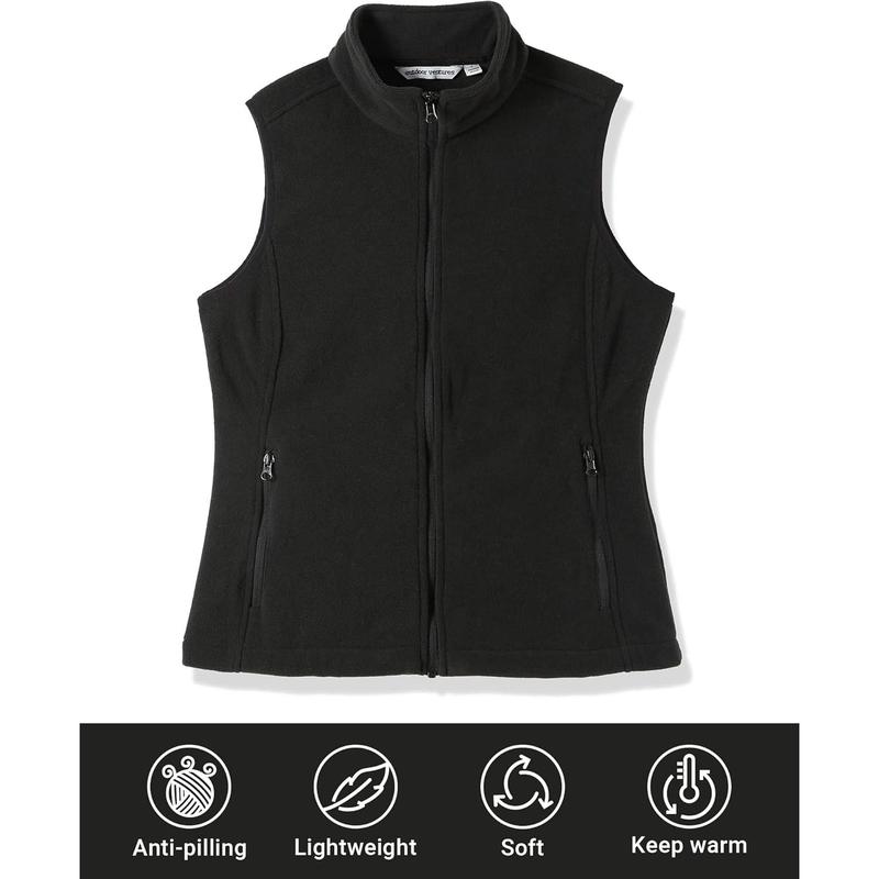 Women's Polar Fleece Zip Vest Outerwear with Pockets,Warm Sleeveless Coat Vest for Fall  Winter