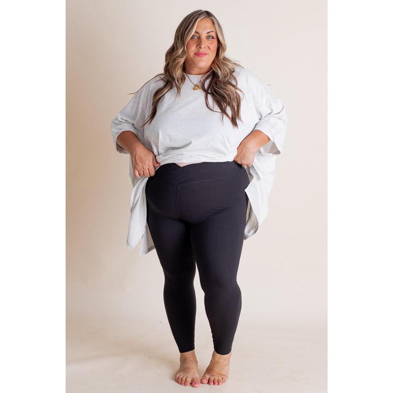 Feel So Good V Waist Leggings- Black Only - CURVY