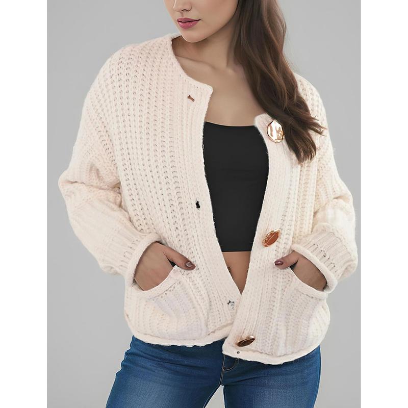 Tanming Women's Cropped Cardigan Sweater Long Sleeves Button Down Chunky Knitted Coat