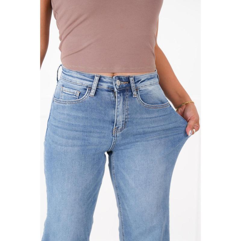 Vervet Super High Rise Medium Wash Non Distressed Wide Leg Jeans