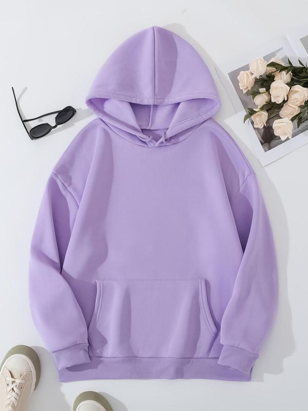  Letter Print Drop Shoulder Hoodie, Fashion Casual Drawstring Pocket Hooded Sweatshirt for Daily Holiday Outdoor Wear, Hoodies for Women, Women Plus Clothing for Fall & Winter